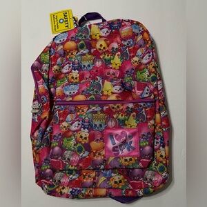 Shopkins Girl 16 Inches All Prints School Backpack 2 Pockets,New with tag